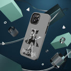 Monochrome Jungkook phone case by Printify featuring bold letter design, impact-resistant material, suitable for BTS fans.