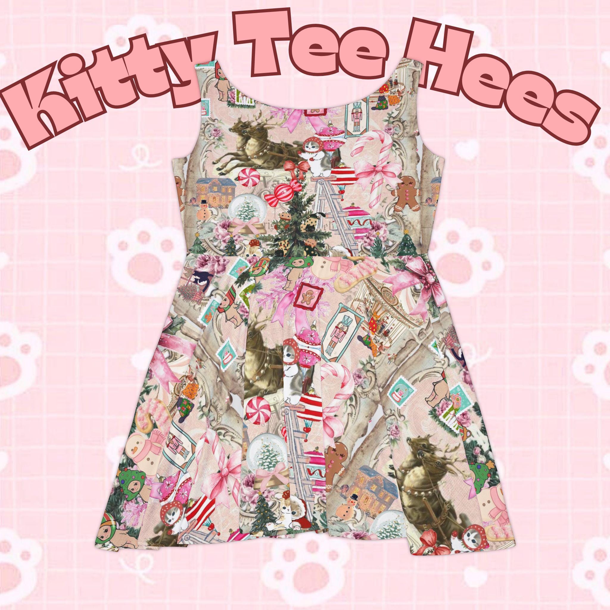 Christmas 2025 Dress Women's Skater Dress | Holiday Pattern - Kitty TeeHees