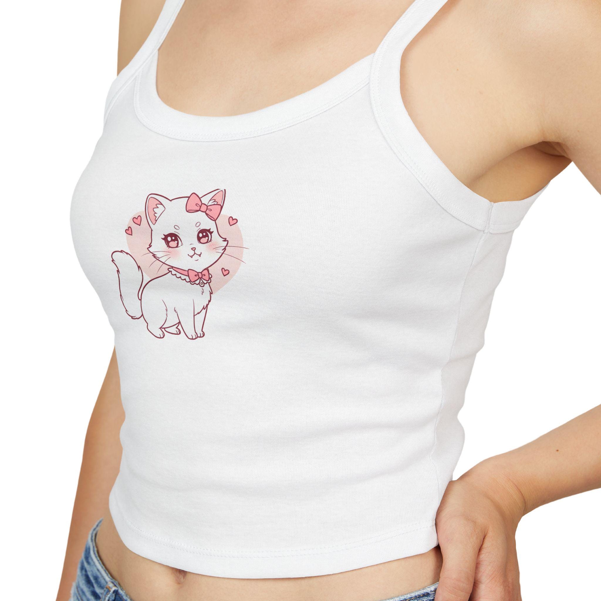 Coquette Kitty Tank Top, Women's Summer Spaghetti Strap Camisole - Kitty TeeHees