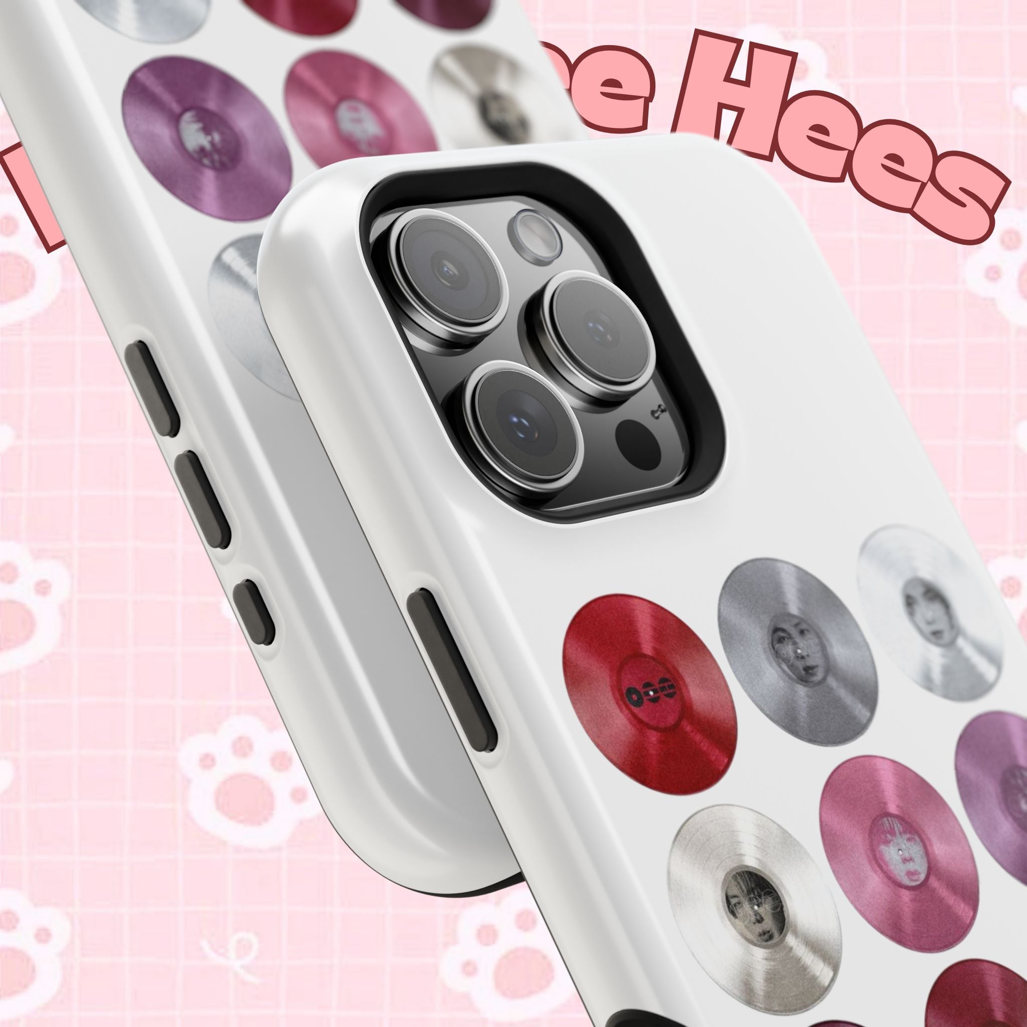 Impact-resistant Printify BTS Arirang vinyl record phone case featuring grid design and cool BTS fan merchandise.