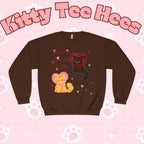 Cats in Love Crewneck Sweatshirt, cat perspn hoodie, Cozy Cat Lover Fashion, catlady sweater - Kitty TeeHees