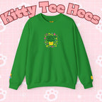Kitty Tee Hees sweatshirt | Cute kitty illustration, pastel stars and flowers - Kitty TeeHees