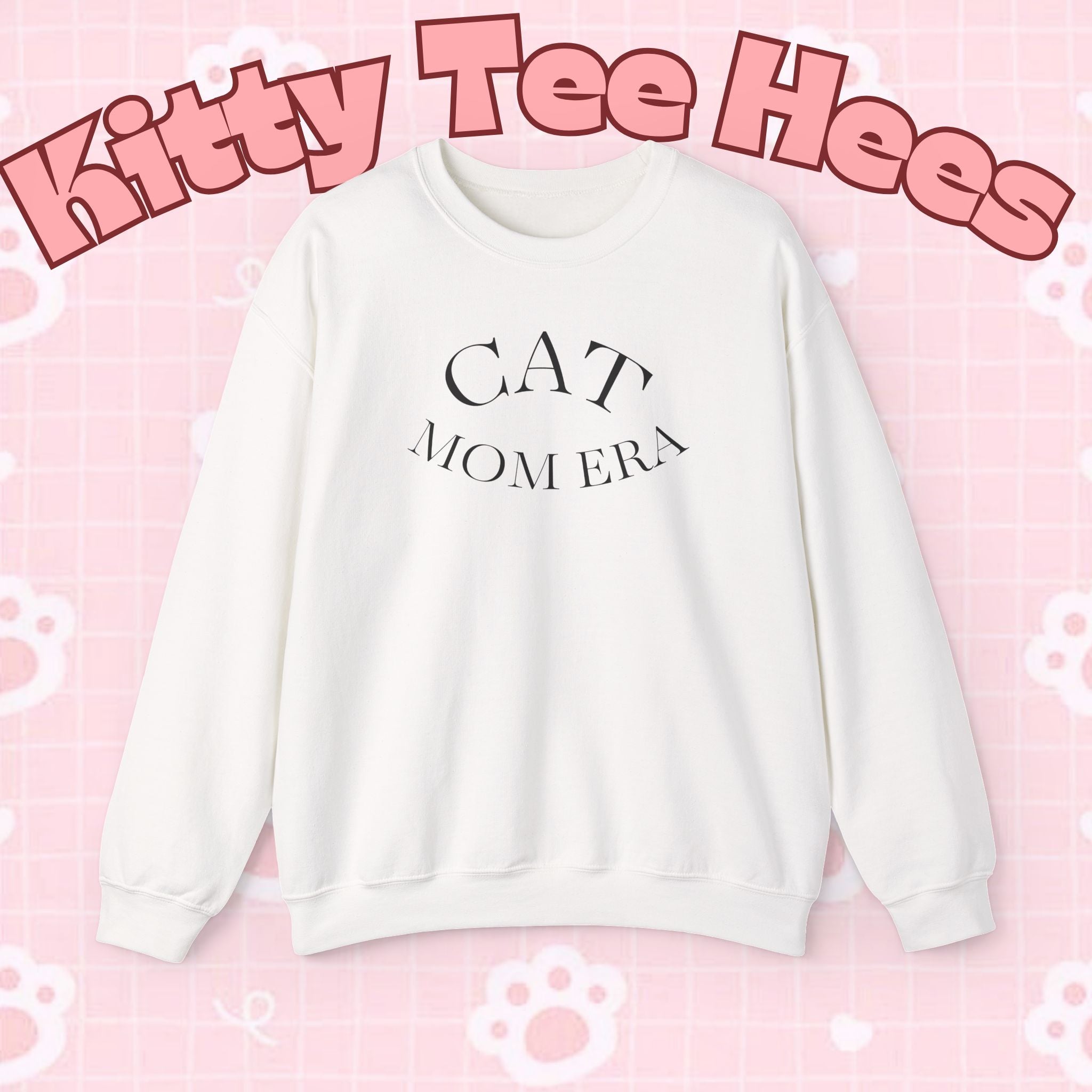 Gray Cat Mom sweatshirt with cute feline print, cozy pullover for pet lovers and feline parents, ideal for Christmas gifting.