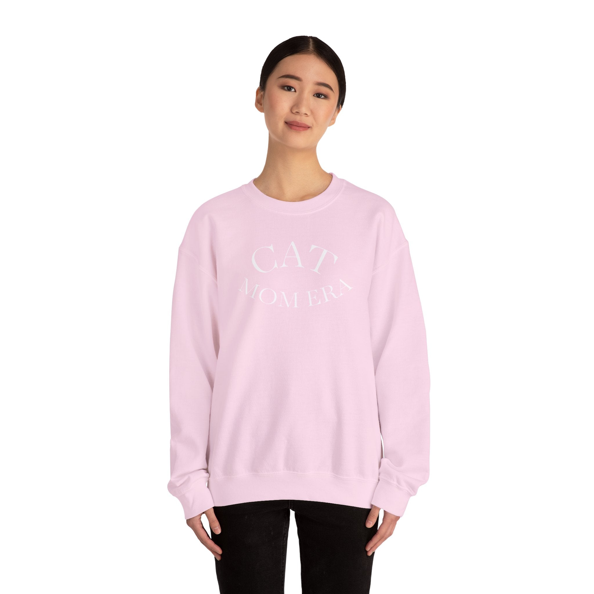 Printify cat mom sweatshirt with cute feline print, cozy pullover for cat lovers and proud feline parents.