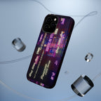 Neon Korean script BTS phone case for iPhone and Samsung, impact-resistant design with bold BTS branding and vibrant colors.