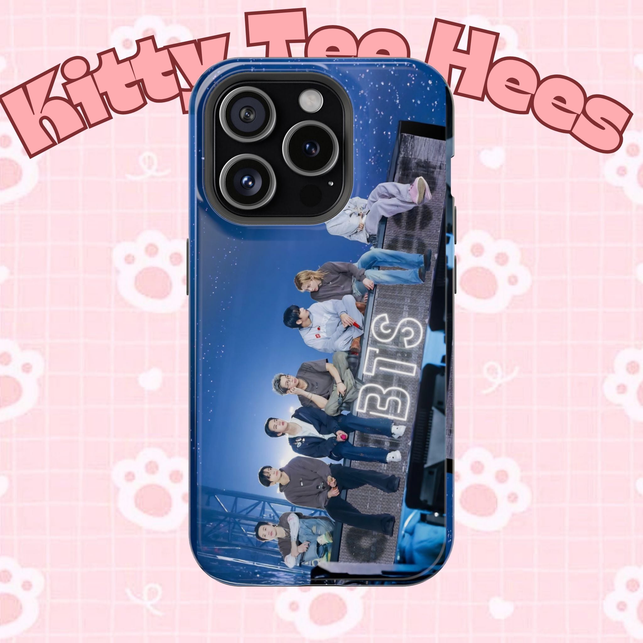 Printify BTS Bangtan World Tour ‘Arirang’ impact-resistant phone case for iPhone 17 and Samsung Galaxy S26 Ultra, featuring tour design.