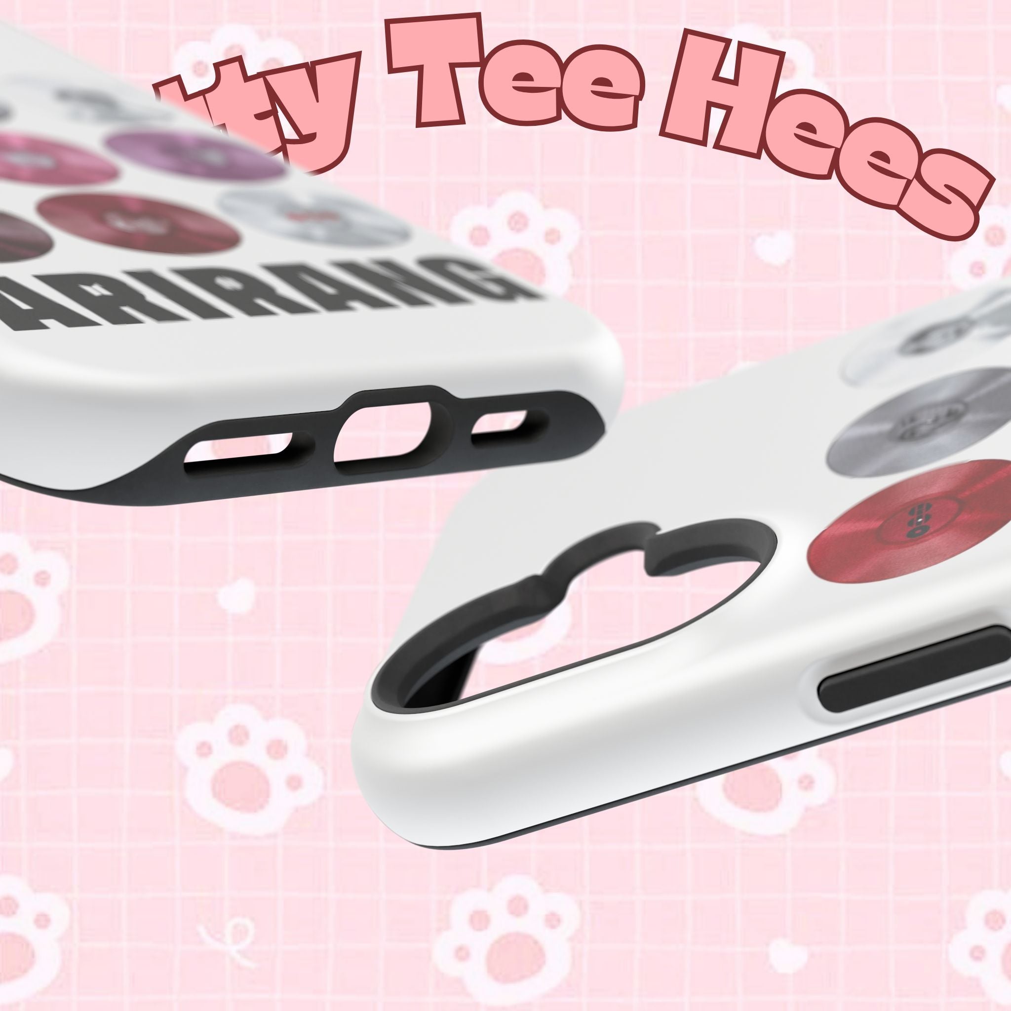 Impact-resistant Printify BTS Arirang vinyl record grid phone case featuring cool BTS fan merch design.