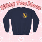 Embroidered Kitty Sweatshirt, Marigold Puff, Kids Cotton-Poly Blend - Kitty TeeHees