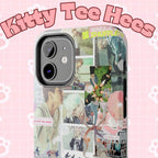 Printify BTS collage phone case for iPhone and Samsung featuring pastel hot air balloon and K-Pop photo collage design.