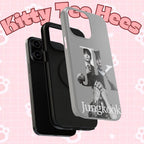 Printify monochrome BTS Jungkook phone case featuring bold letter design, impact-resistant protection for popular Bangtan Sonyeondan member.