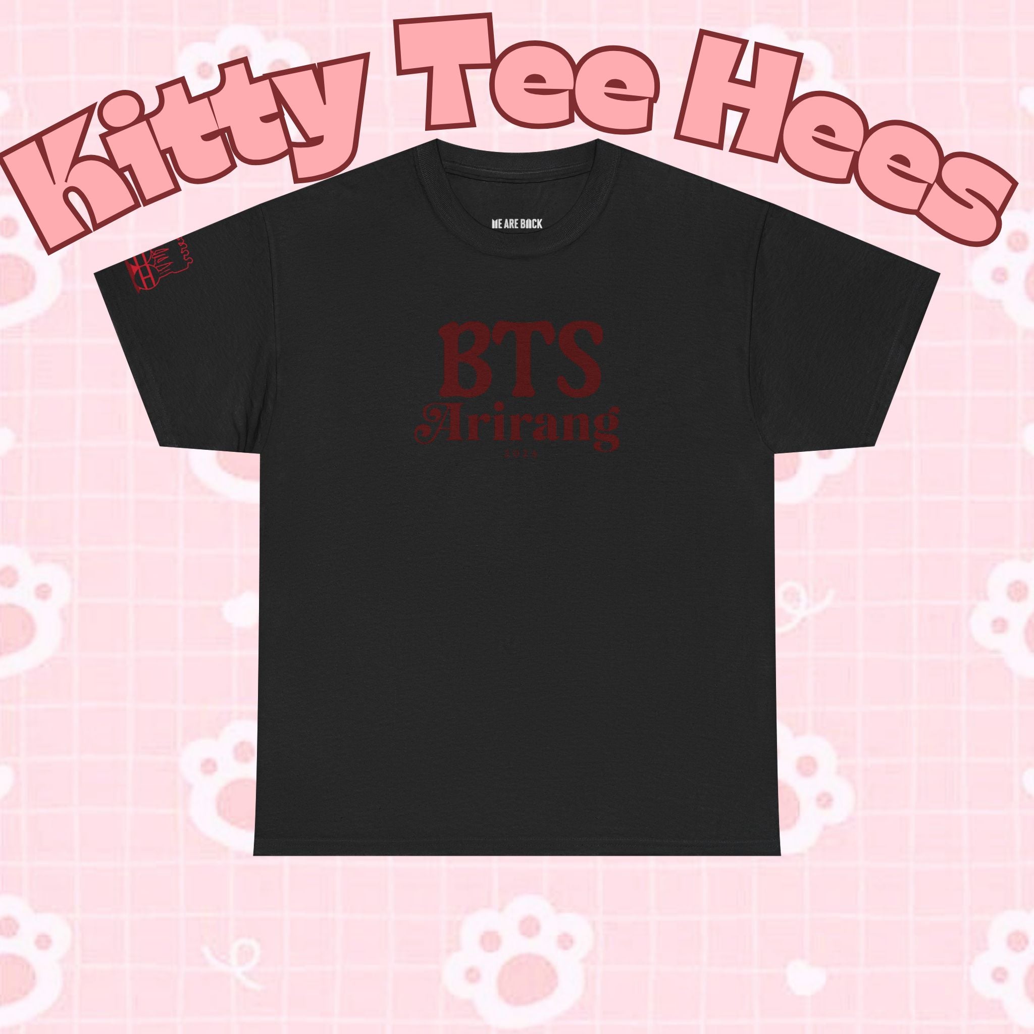 BTS Arirang T-shirt featuring Hangul text, casual fit for BTS 2026 comeback and world tour, printed by Printify