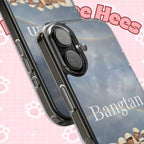 Clear impact-resistant phone case featuring cute Bangtan BTS K-pop design, compatible with smartphones.