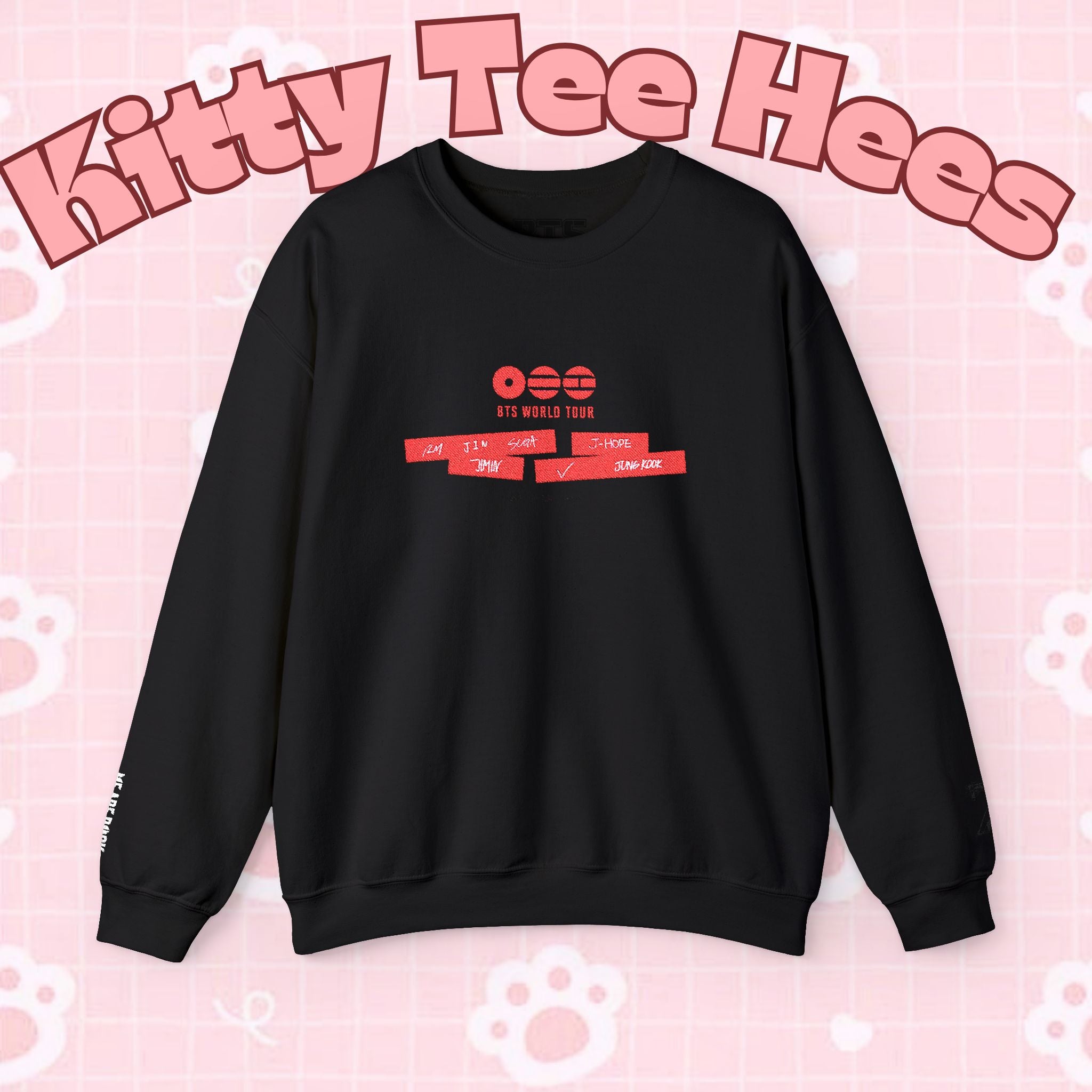 BTS ARIRANG 2026 comeback sweatshirt by Printify featuring the concert tour logo and vibrant design.