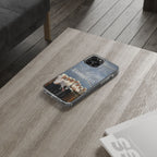 Clear impact-resistant Bangtan phone case featuring cute K-pop design for smartphones, by Printify.
