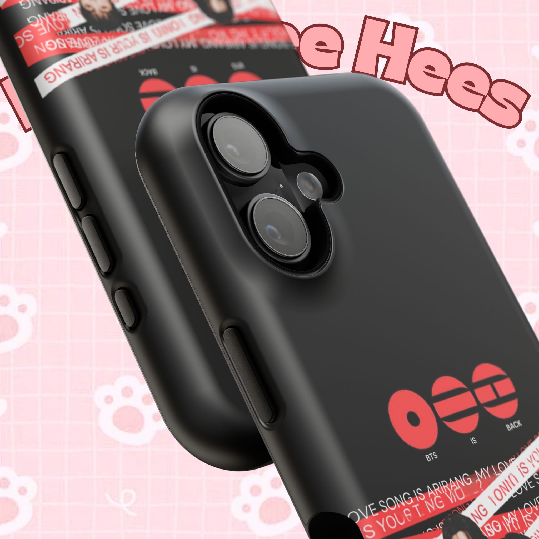 Impact-resistant phone case featuring BTS Bangtan Boys concert fanmade design with K-Pop band photo, from Printify.