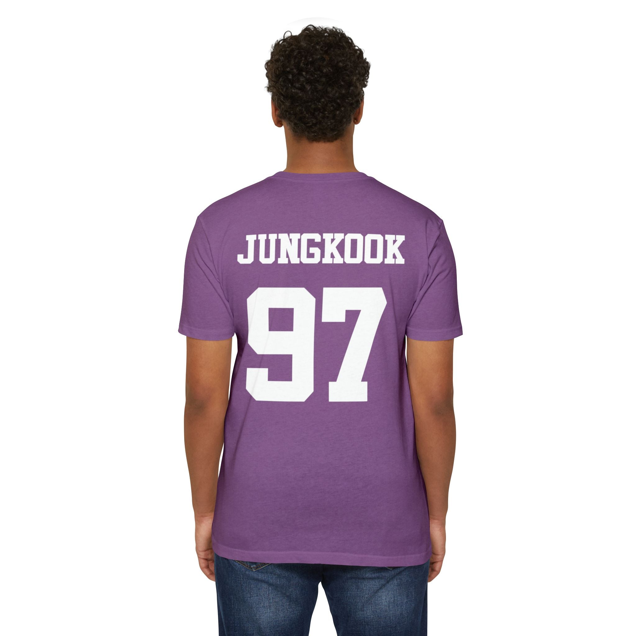 Custom BTS T-shirt featuring Jungkook, Jimin, V, J-Hope, RM, Suga, Jin with concert design on a Printify shirt.