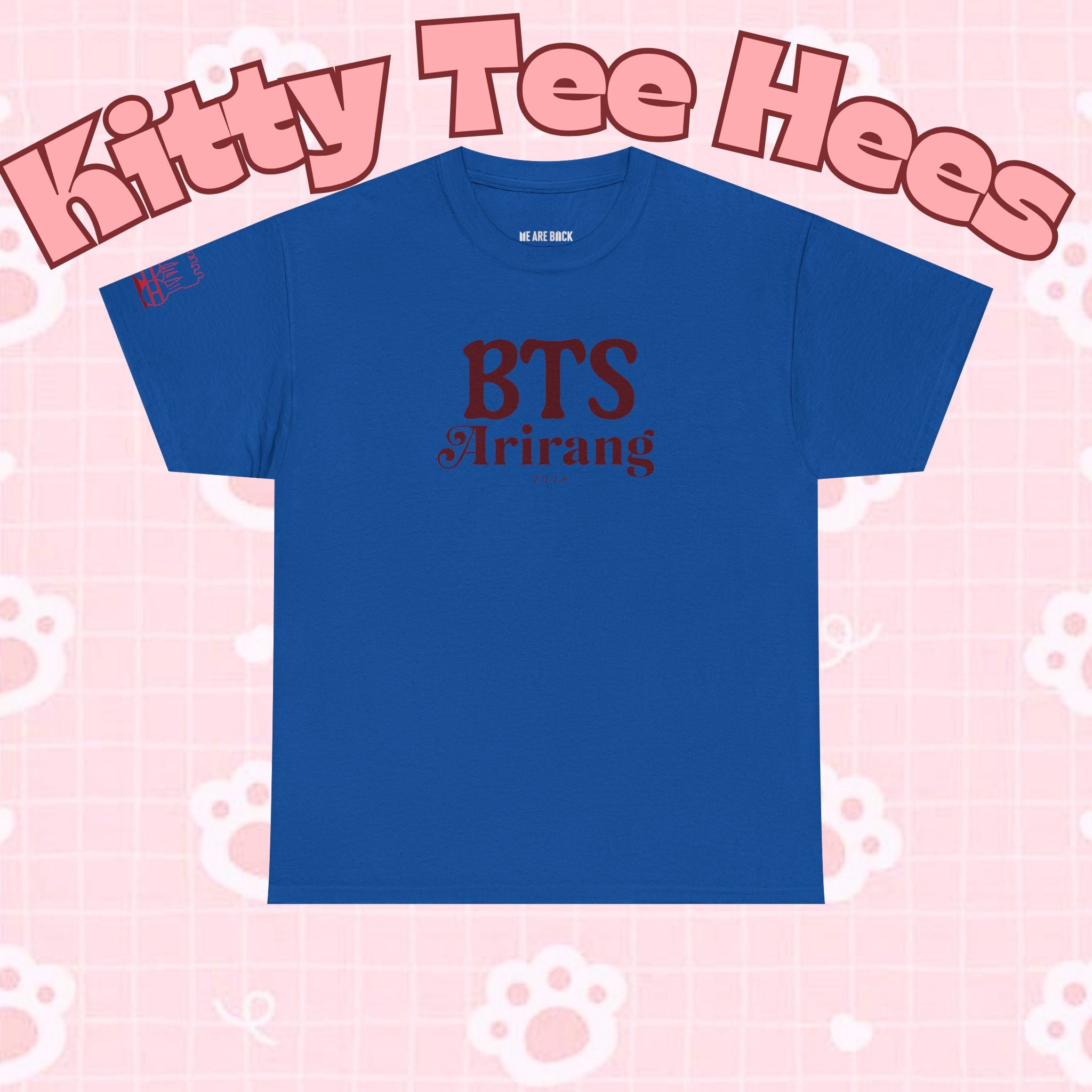 BTS Arirang T-shirt with Korean Hangul print, featuring BTS world tour and 2026 comeback design, casual concert fit.