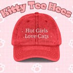 Vintage Style Embroidered Cat Cap, Funny Cat Lady Hat - Kitty TeeHees