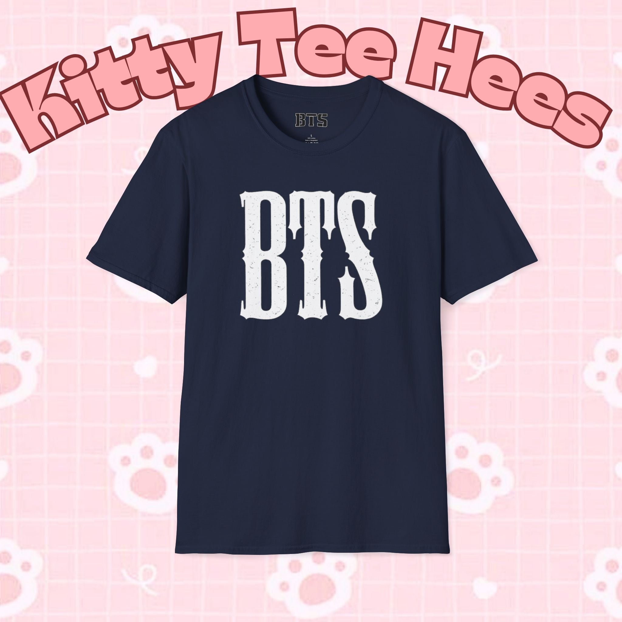 BTS classic T-shirt featuring a simple outline design of Bangtan Boys, casual K-Pop band tee for fans, by Printify