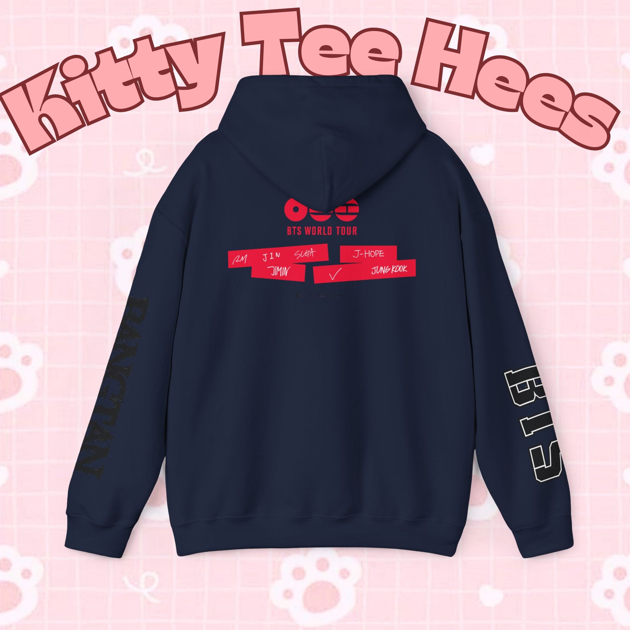 ARIRANG BTS World Tour hoodie with graphic design, featuring Bangtan sleeve artwork on a comfortable sweatshirt.