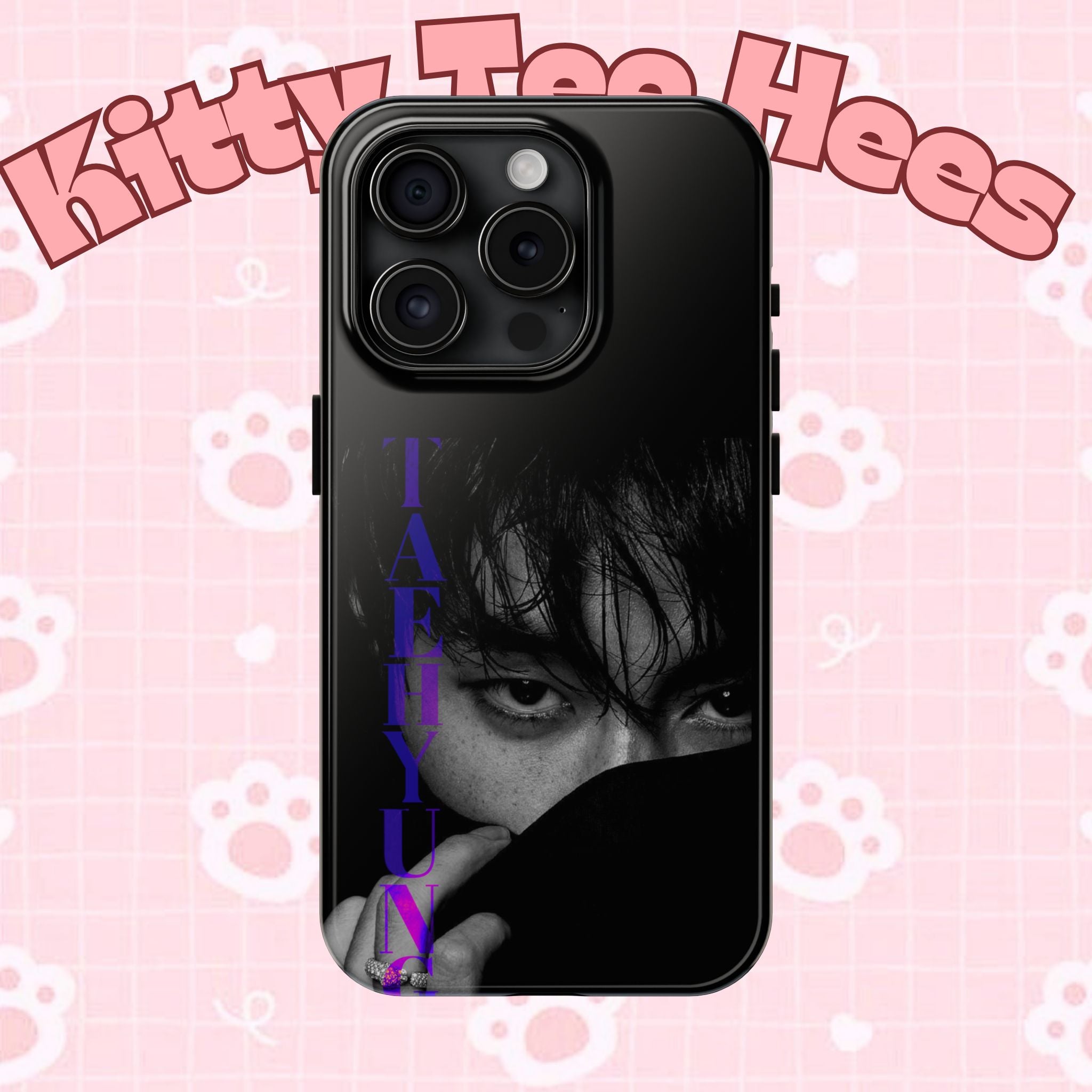 Dark Bangtan BTS Taehyung (V) phone case with Kim Taehyung portrait for iPhone and Samsung, featuring a rugged design.