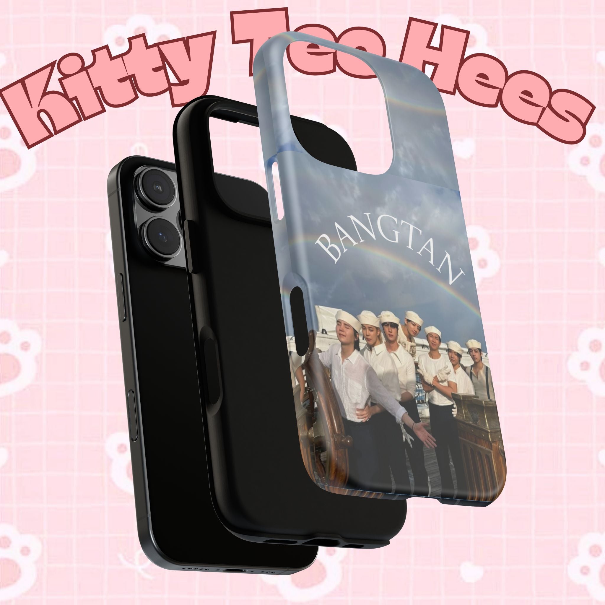 Cute Sailor BTS Swim phone case for iPhone and Samsung, featuring colorful Bangtan Sailor Arirang design from Printify.