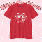 Custom BTS T-shirt featuring Jungkook, Jimin, V, J-Hope, RM, Suga, Jin, and Bangtan members, ideal for K-pop concert fans.