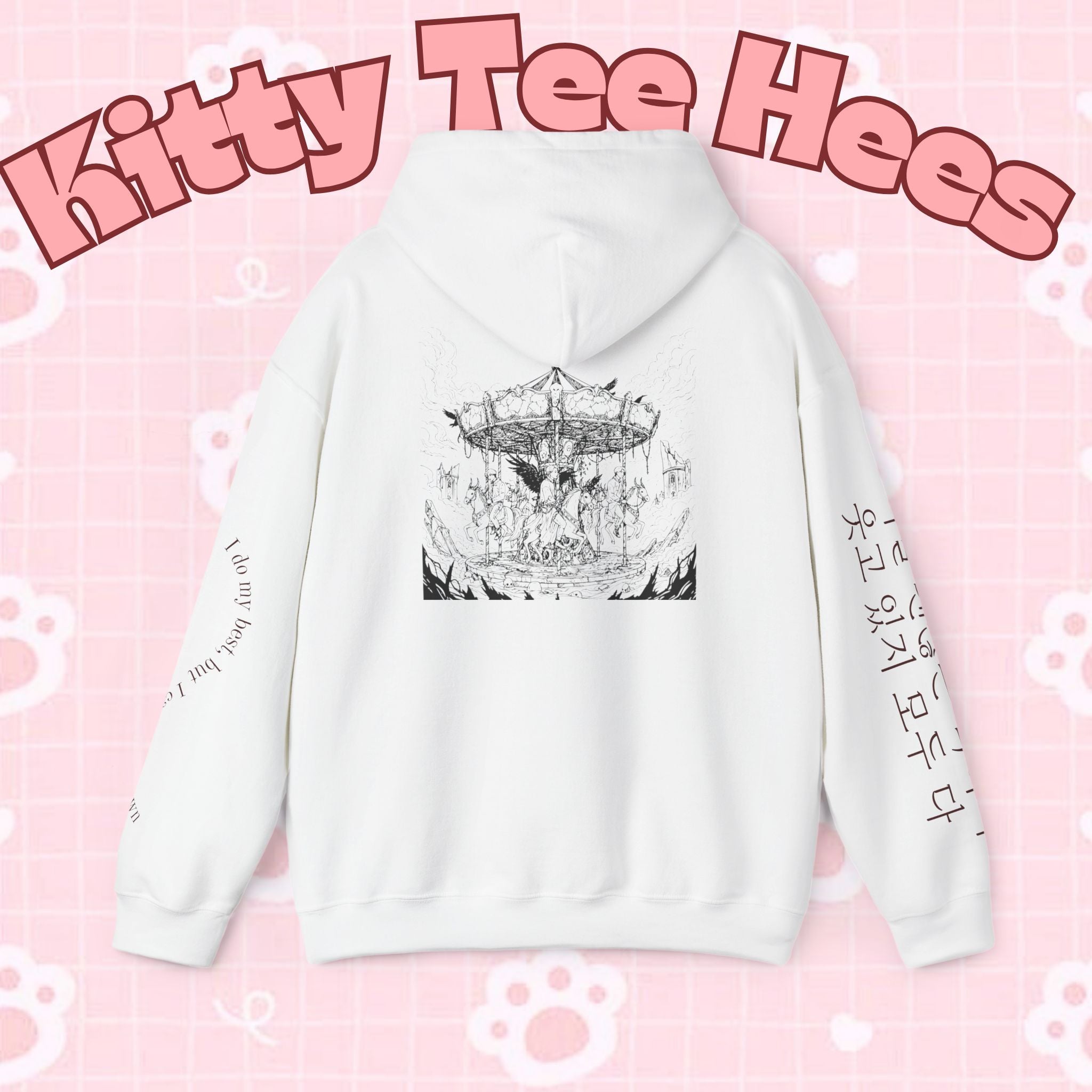 BTS Merry-go-round Arirang 2026 hoodie with carousel illustration, Korean script sleeves, and lyric details, casual and comfortable.