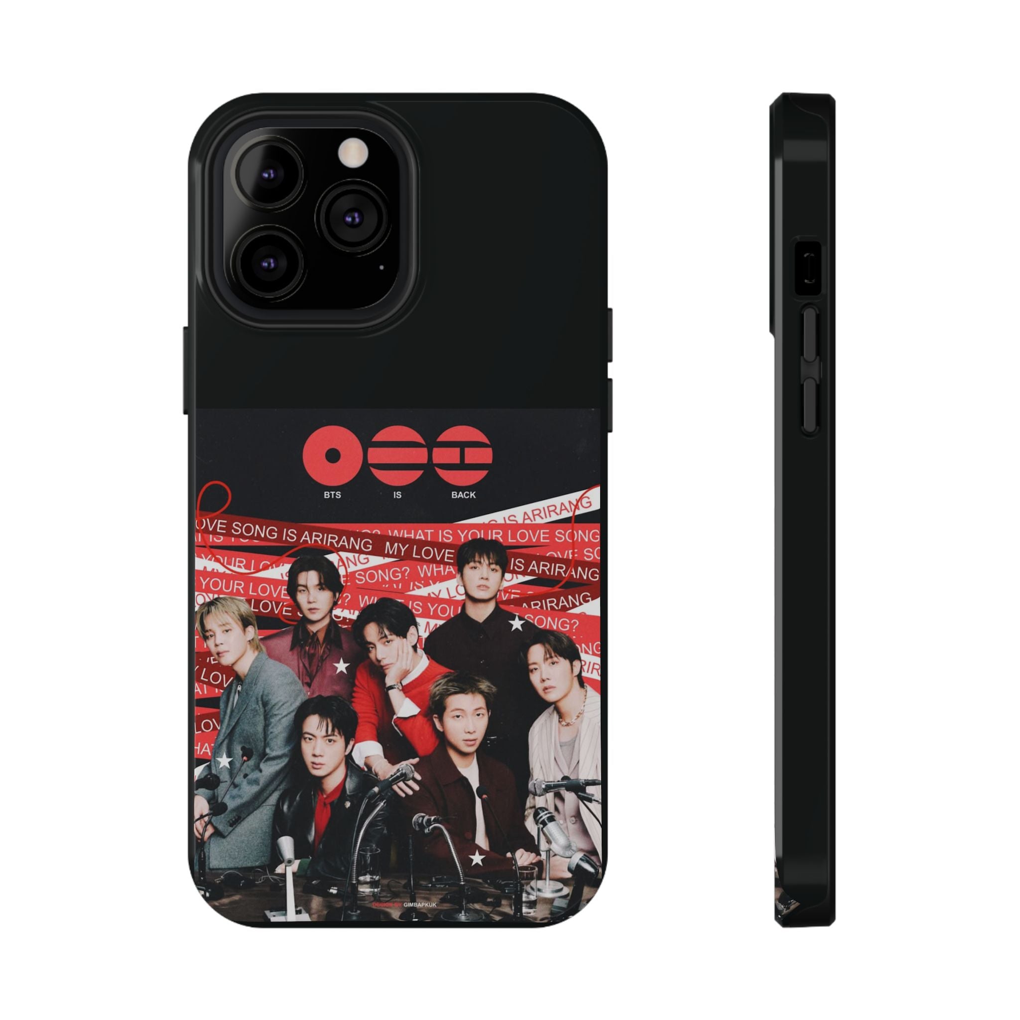 Printify BTS Arirang phone case featuring Bangtan concert design, impact-resistant K-Pop band photo phone cover for fans.