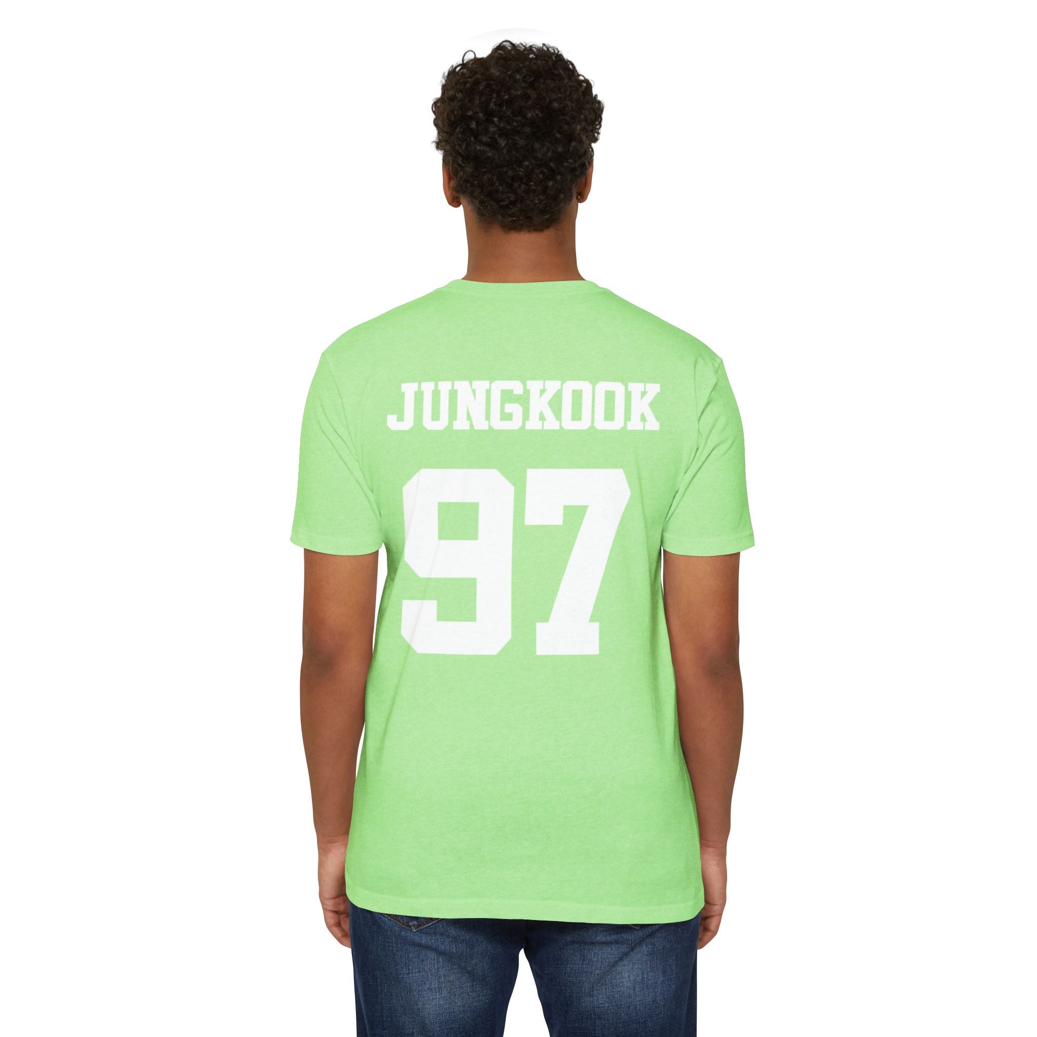 Custom BTS T-shirt featuring Jungkook, Jimin, V, J-Hope, RM, Suga, Jin with concert design, by Printify.