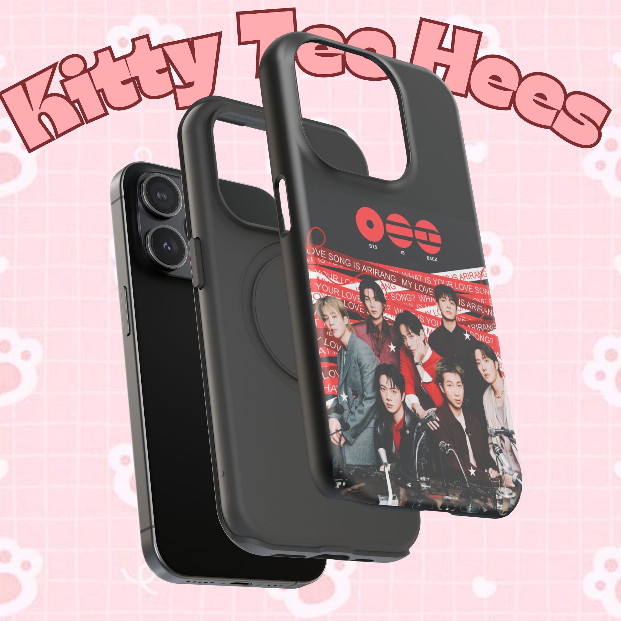 Printify BTS Arirang phone case featuring Bangtan concert photo, impact-resistant K-Pop band phone case for fans.