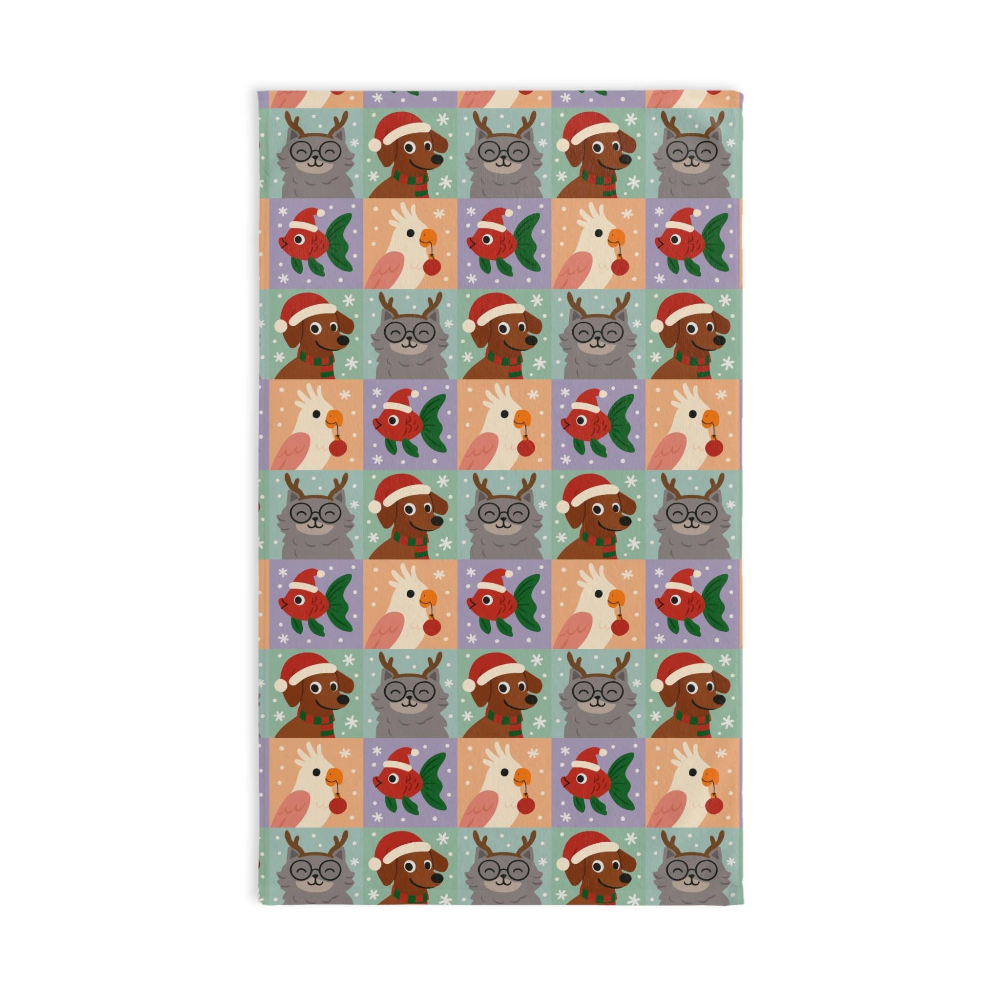 Christmas Pet Hand Towel, Holiday Kitchen Bathroom Decor - Kitty TeeHees