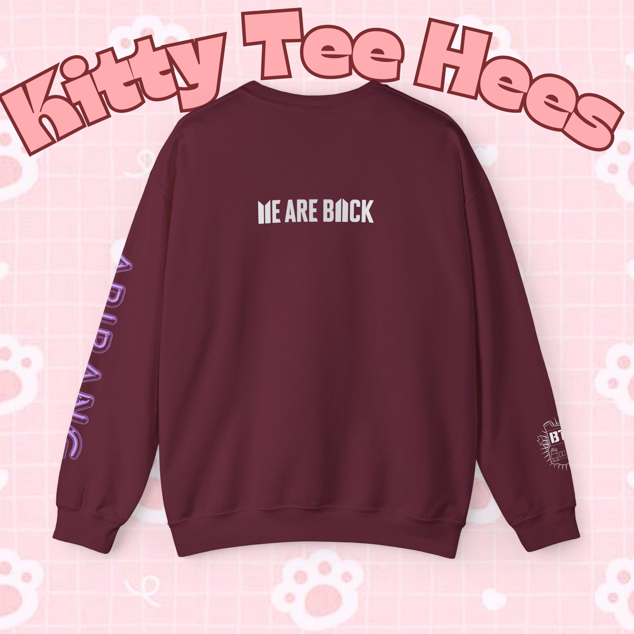 Lavender BTS Logo Arirang crewneck sweatshirt featuring BTS comeback and concert design, K-pop band pullover by Printify