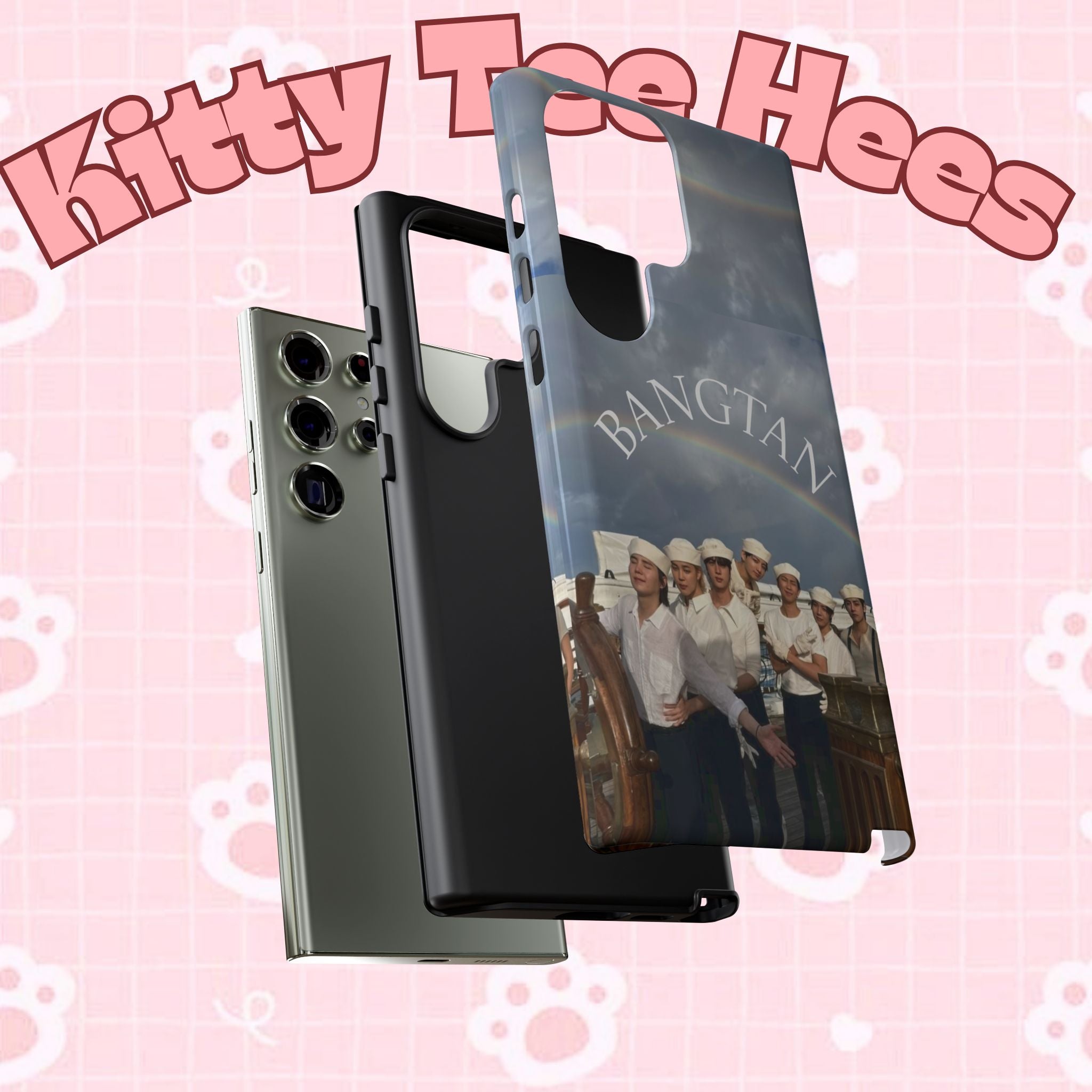 Cute BTS Sailor Swim phone case for iPhone and Samsung, featuring colorful sailor-themed design by Printify.