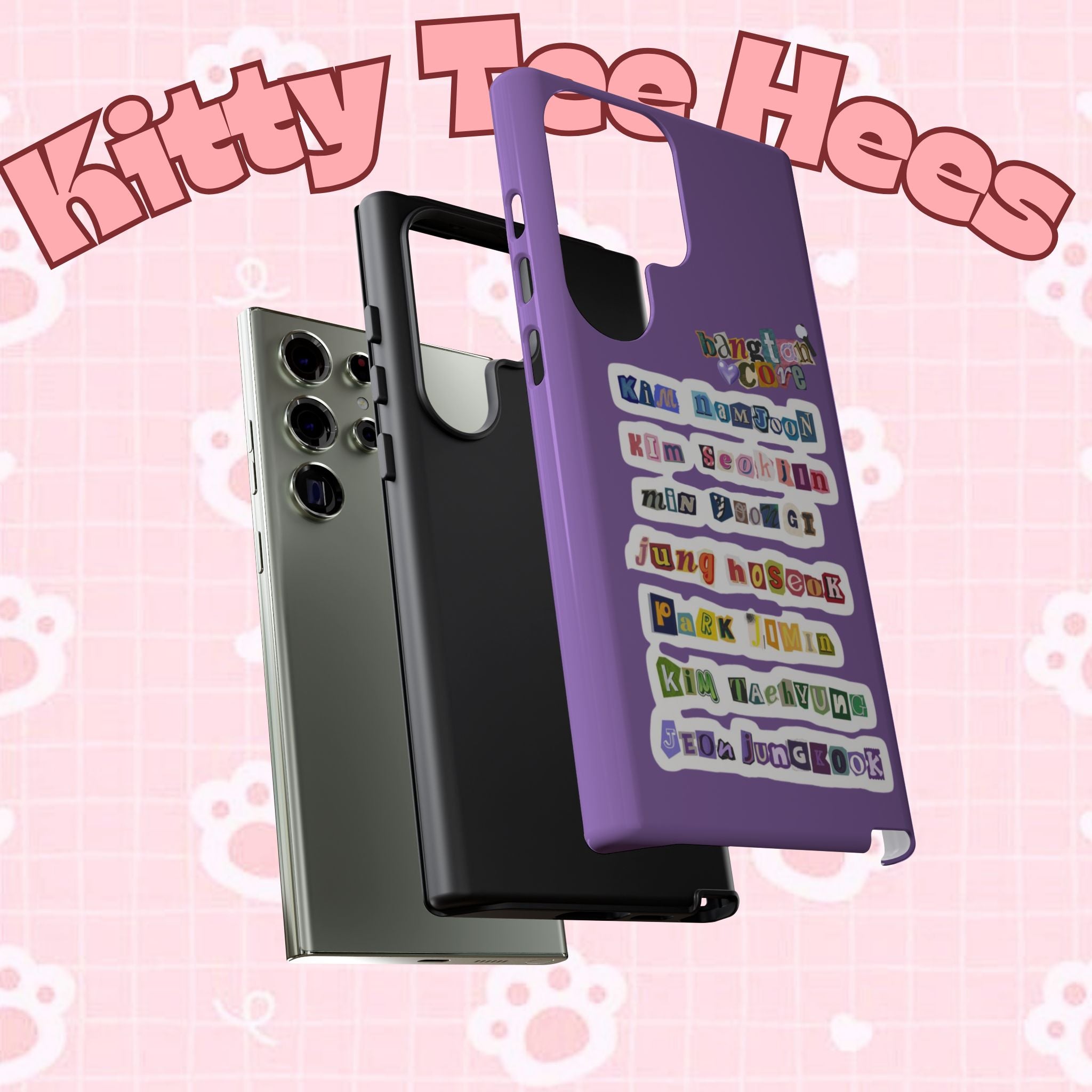 BTS member names phone case with Jungkook, Jimin, Rap Monster for iPhone 17, featuring custom design and tough protective cover
