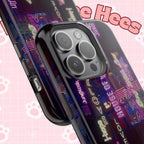Neon Korean script BTS phone case for iPhone and Samsung, impact-resistant, featuring Bangtan Sonyeondan branding and vibrant design.