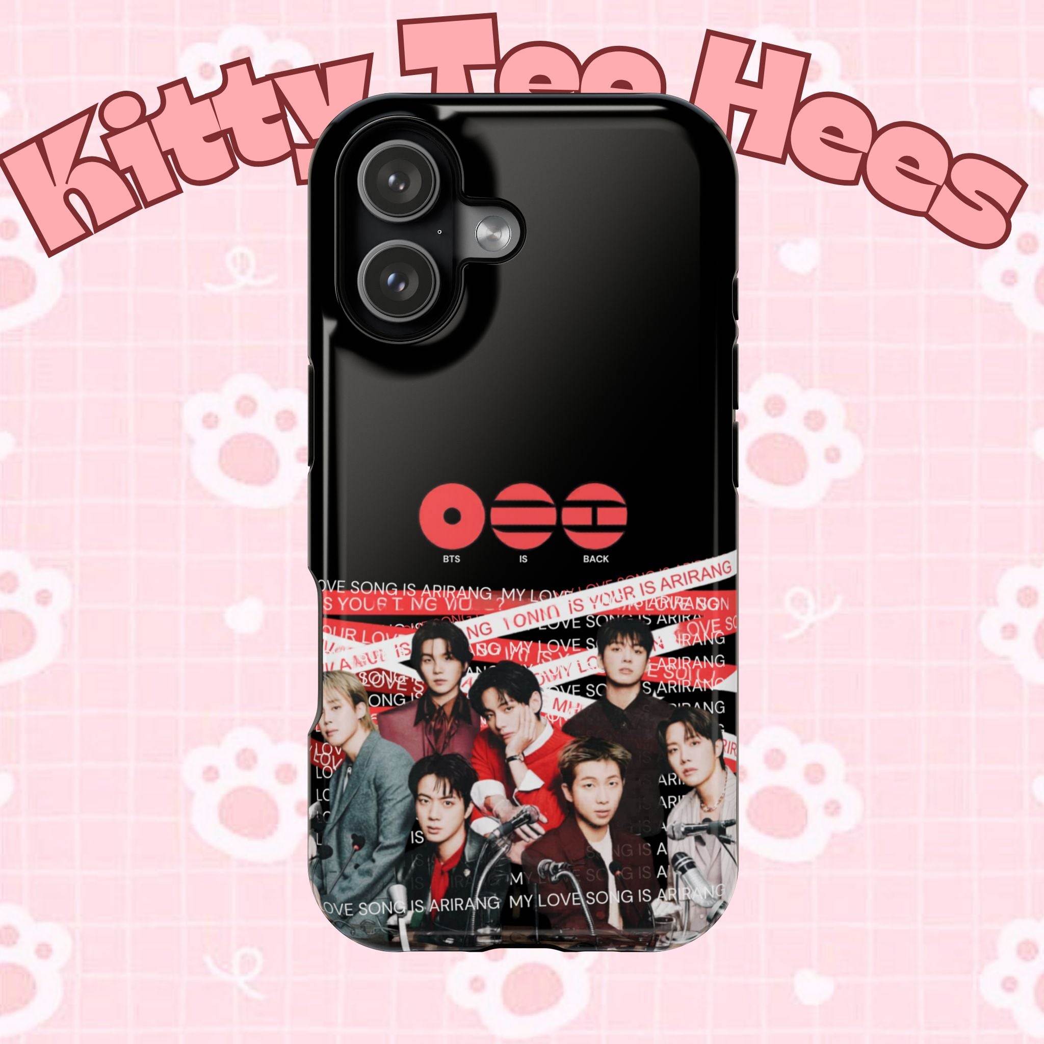 Impact-resistant phone case featuring BTS Bangtan Boys concert fanmade K-Pop band photo design by Printify.