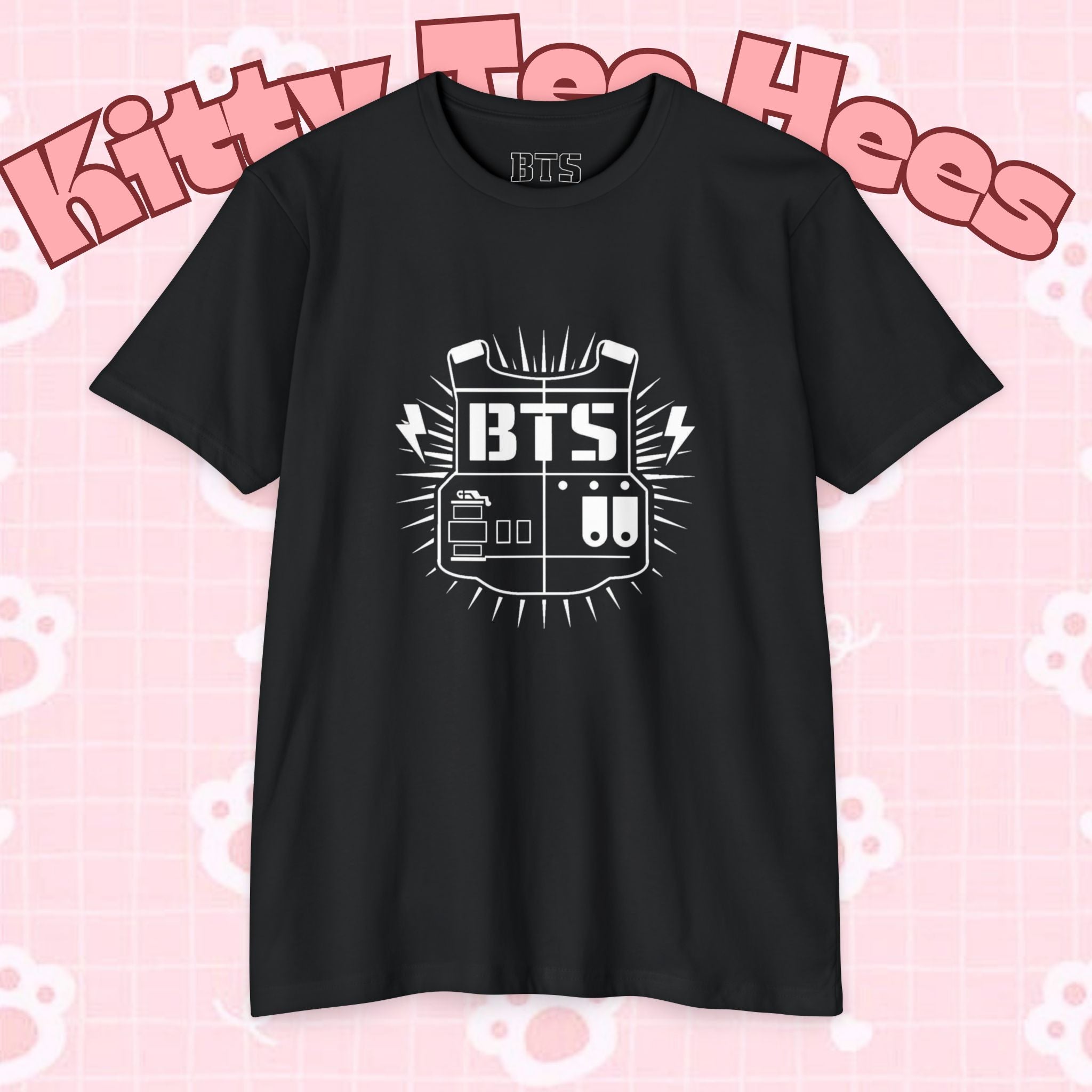 Custom BTS T-shirt featuring Jungkook, Jimin, V, J-Hope, RM, Suga, Jin, and Bangtan members, perfect for K-pop concerts.