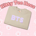 Lavender BTS Logo Arirang crewneck sweatshirt featuring K-pop band print and comeback design, casual concert sweater by Printify