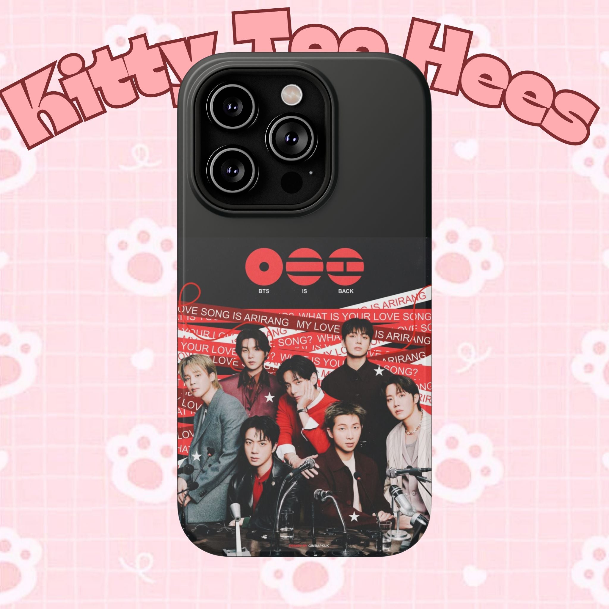 Printify BTS Arirang phone case featuring Bangtan concert photo, impact-resistant K-Pop band phone cover for fans.