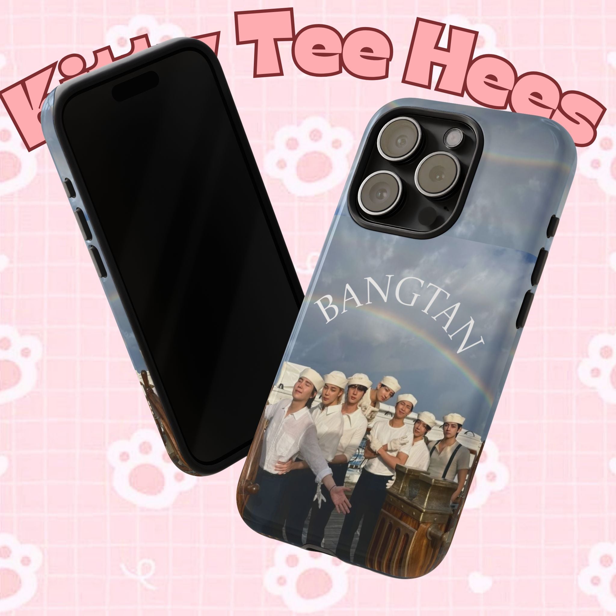 Cute Sailor BTS Swim phone case for iPhone and Samsung, featuring colorful Bangtan Sailor design by Printify.