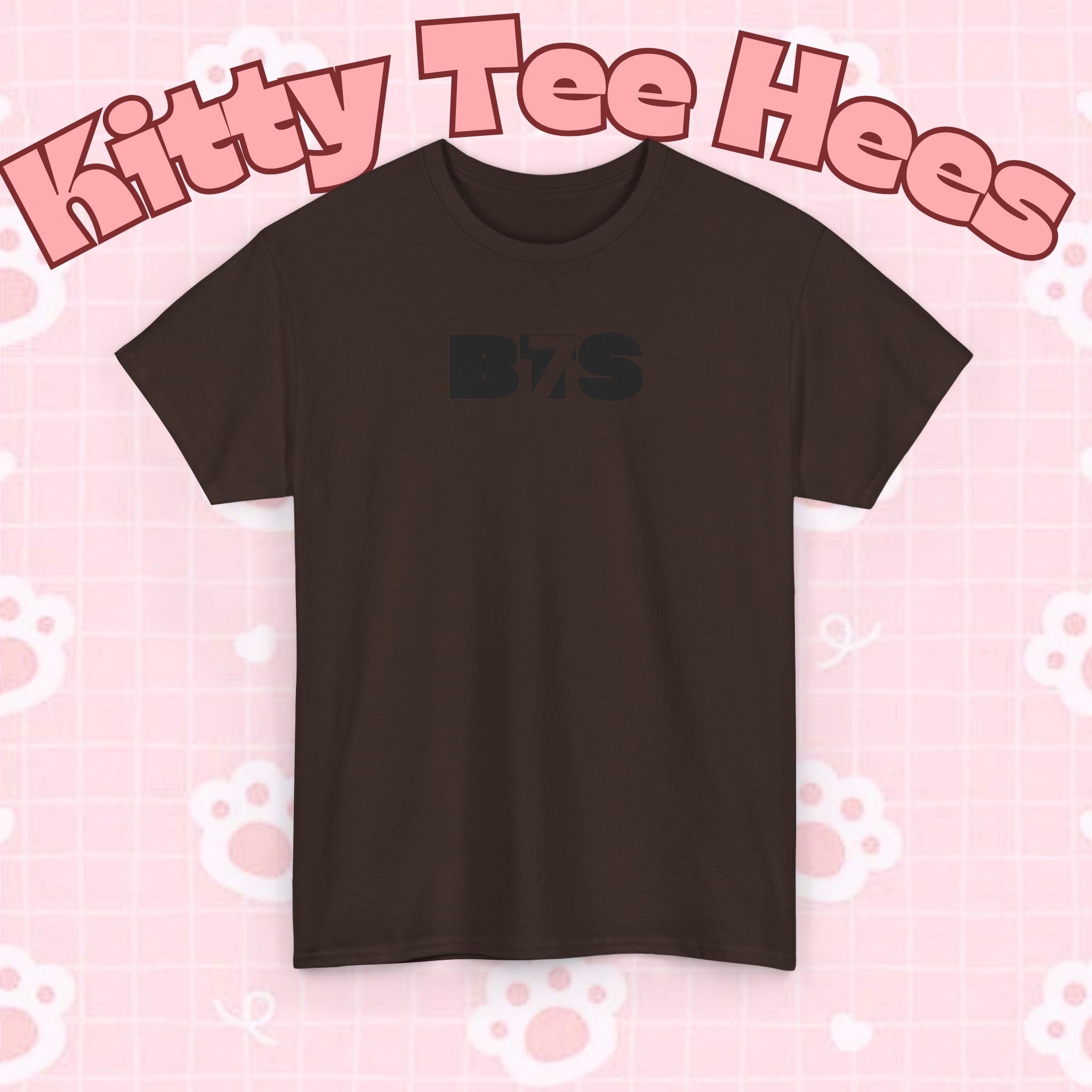 Black BTS logo T-shirt by Printify featuring a minimal Bangtan emblem, casual K-pop band shirt with simple design.