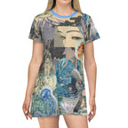 Blue Koi T-Shirt Dress, Maximalist Fashion - Kitty TeeHees