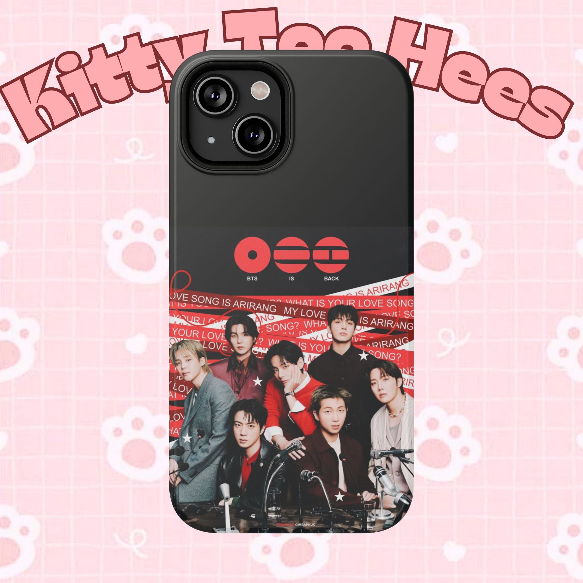Printify BTS Arirang phone case featuring Bangtan concert image, impact-resistant design for K-Pop fans.