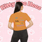 Colorful BTS kidcore crop top T-shirt featuring a K-Pop group photo, designed for women's festival wear by Printify.
