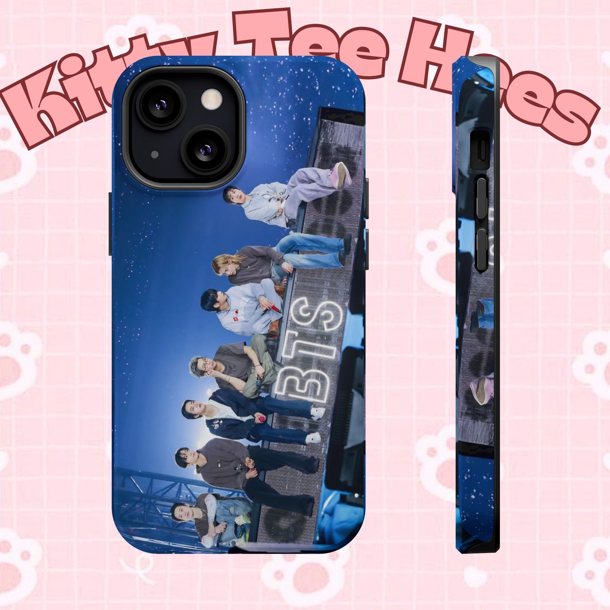 Printify BTS Bangtan World Tour Arirang impact-resistant phone case for iPhone 17 and Samsung Galaxy S26 Ultra, featuring tour design.
