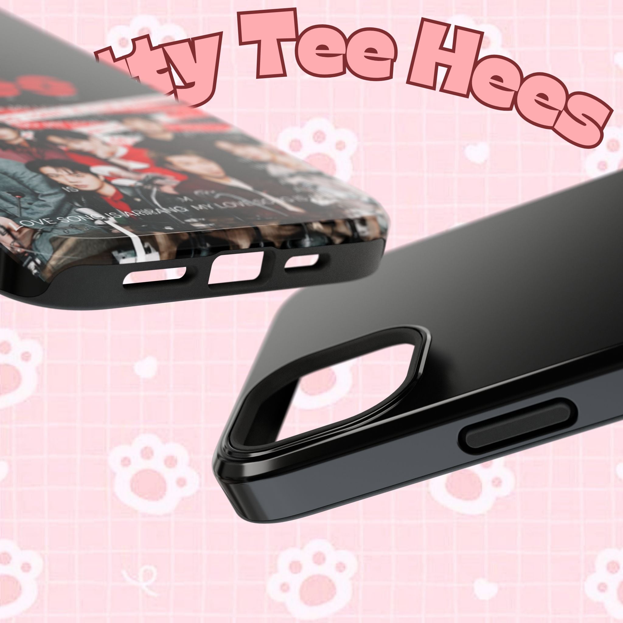 K-Pop BTS Bangtan phone case featuring fanmade BTS concert design, impact-resistant Printify phone case with band photo artwork