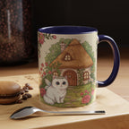 Cottage Fairy Cat Coffee Mug: Whimsical Floral Design - Kitty TeeHees