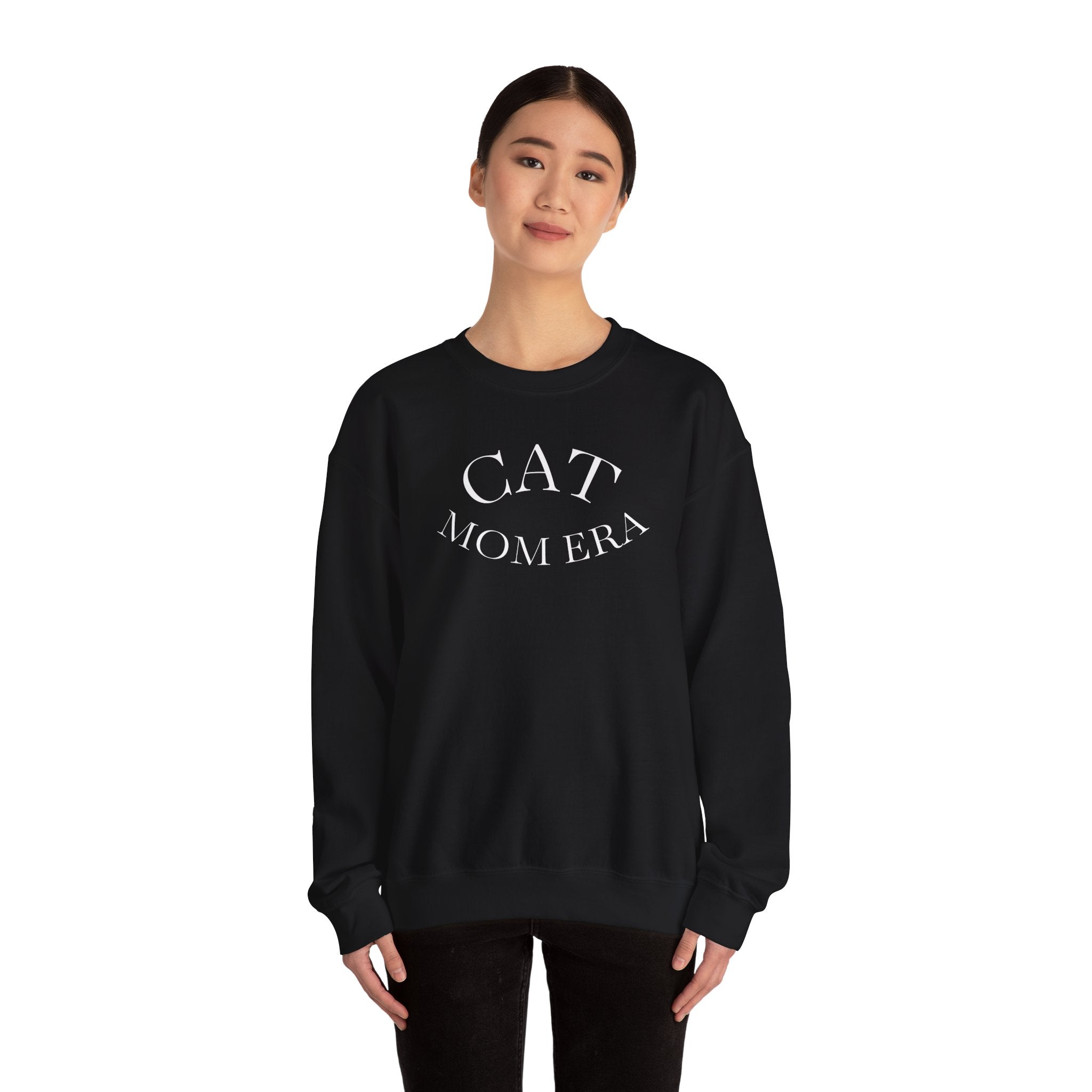 Cozy cat mom sweatshirt with cute animal print, perfect for feline lovers and pet owners, by Printify.