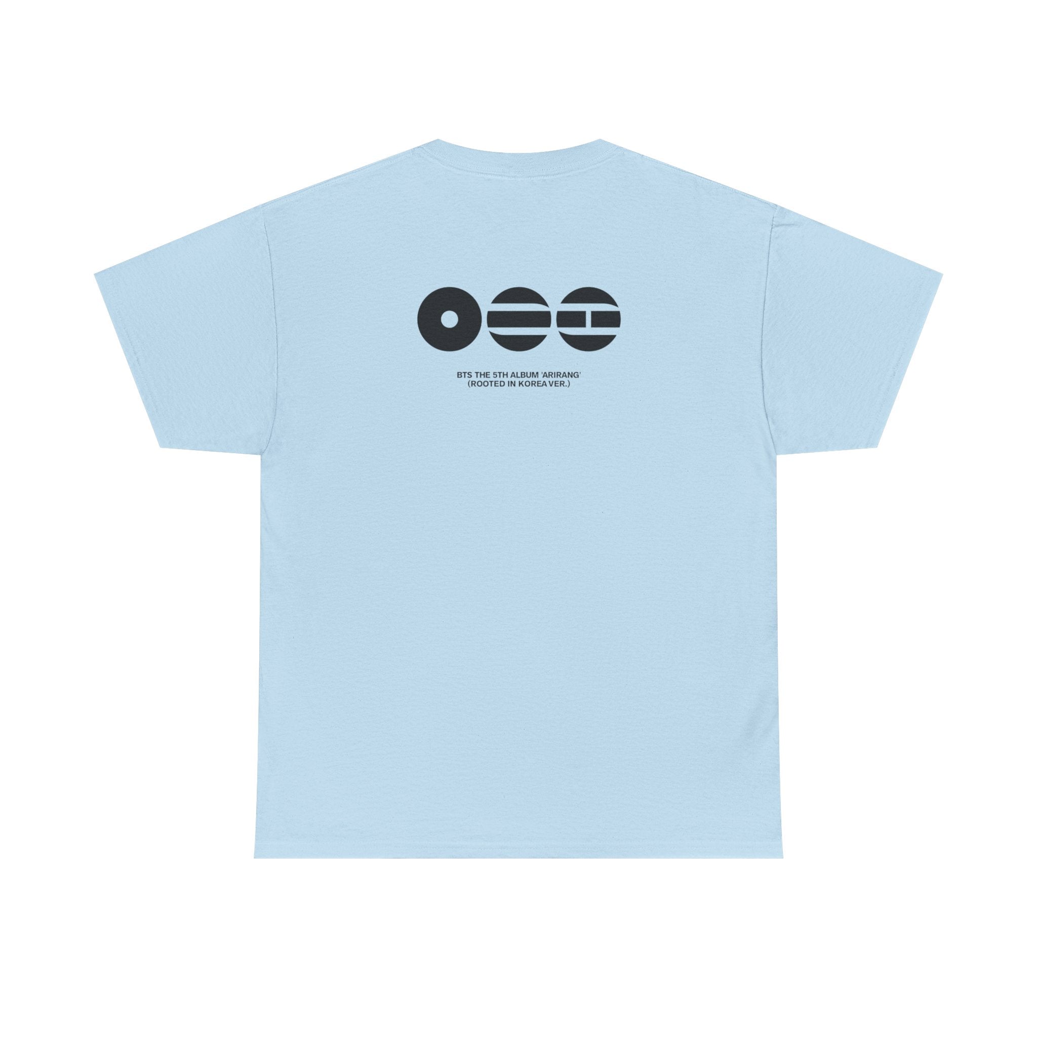 K-Pop inspired BTS concert T-shirt featuring Bangtan Boys graphic design, black Printify T-shirt for BTS world tour fans.